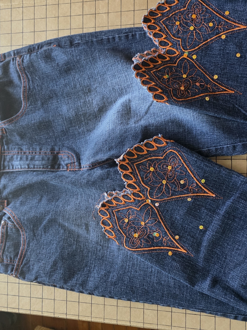 Apollo Jeans Stretch Bootcut Denim Ramie Cotton Blend Embroidery 13/14 - Picture 16 of 16